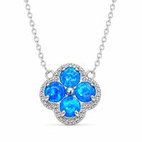 Collier vintage en argent sterling 925 avec trèfle et opale, pendentif bohème en opale irisée de laboratoire, hypoallergénique, bijoux en gros