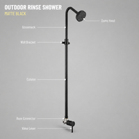 Juego de ducha de pared para exteriores, negro mate, con grifo de cuello de cisne, para piscina, playa, jardín, venta al por mayor de fábrica