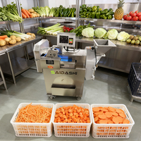 Cortadora de Verduras Multifuncional Comercial Totalmente Automática, Rebanadora y Cortadora en Cubos con Humectación Constante para Cantinas