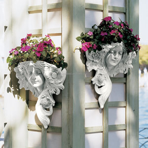 Magnifique jardinière murale en résine en forme de visage de femme, art en résine Art Nouveau, ornement mural suspendu, jardinière en résine, tête de déesse en résine - Product Image 2