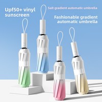 Degrade Renkli Taze Otomatik 10 Telli Kalınlaştırılmış Siyah Çarpışma Önleyici Kumaş UPF50+ Demir Orta Çubuklu Anti-Ultraviyole LED Şemsiye