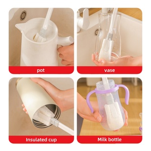 Support OEM Wood Pulp Cotton Cleaning <b>Brush</b> Cup Retractable Long Handle Baby <b>Bottle</b> <b>Brush</b> Cup Cleaning <b>Brush</b> for Kitchen - Product Image 2