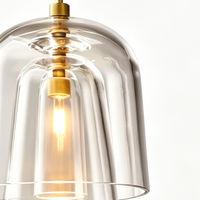 Lustre suspendu moderne vintage en laiton avec cloche en verre et acier pour salle à manger, chambre à coucher, villa, plafond haut, lampe d'intérieur