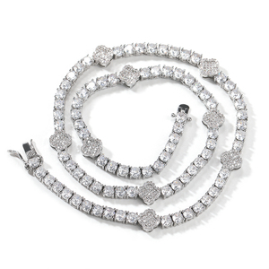 Collana UWIN con Delicato Quadrifoglio <span class=keywords><strong>Verde</strong></span>, Bracciale Tennis con <span class=keywords><strong>Malachite</strong></span> e Zirconi, Gioielli Femminili con Pietre Naturali - Product Image 5