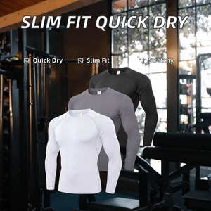 Camiseta de Compresión de Manga Larga para Hombre, Transpirable, Ajustada, Cuello Redondo, para Deportes, Gimnasio, Capa Base - Product Image 2
