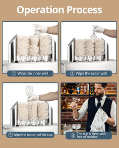 Machine à polir les verres à vin CE Commercial en acier inoxydable 304, tête électrique 2/5/8, 1200W - Product Image 3