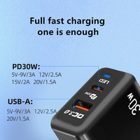Cargador de pared A + C de 30W QC3.0, puertos duales, tipo C USB, adaptador de carga rápida, enchufe de EE. UU., UE, Reino Unido, bloque de cargador de viaje