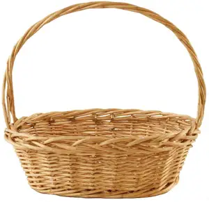 柳条编织篮，多用途天然柳篮，带手柄，用于存放和装饰