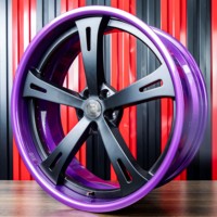 Jantes en alliage d'aluminium forgé à design creux, 2 pièces, finition polie violet et face noire mate pour Challenger (voiture de tourisme)