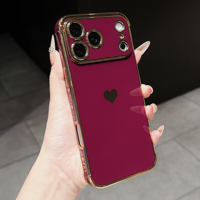 Nouvelle coque de téléphone portable de luxe antichoc en TPU souple électroplaqué avec protection d'appareil photo motif cœur mignon pour iPhone 17/18 Pro Max, 10 couleurs
