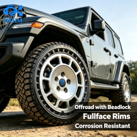 Jantes tout-terrain forgées Beadlock 17 pouces, argentées, jantes en alliage simulées Beadlock 6x139.7 4x4 tout-terrain pour Jeep Wrangler Land Cruiser