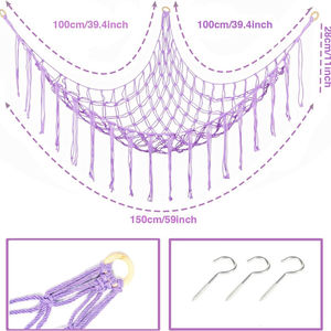 Hamac suspendu en peluche grande capacité pour animaux, tissage bohème, décoration d'angle, rangement de jouets, vente en gros - Product Image 2