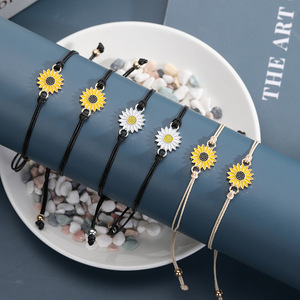 Pulsera con Dijes de Girasol de la Amistad, Joyería para Pedir un Deseo, Eres Mi Sol, Promesa de la Pequeña Mano, Pulseras de Pareja con Dijes de Margarita - Product Image 3