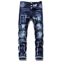 Nouveaux jeans droits élastiques de style européen et américain pour hommes à la mode rétro