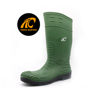 CE resistente agli acidi dell'alcali impermeabile <span class=keywords><strong>Anti</strong></span>-slittamento punta in acciaio per evitare che forino stivali da <span class=keywords><strong>pioggia</strong></span> in Pvc verde riflettenti per uomo - Product Image 1