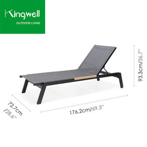 Chaise longue <span class=keywords><strong>de</strong></span> <span class=keywords><strong>jardin</strong></span> en aluminium noir, mobilier <span class=keywords><strong>de</strong></span> piscine, chaise longue empilable pour la plage, chaise longue <span class=keywords><strong>de</strong></span> piscine extérieure - Product Image 3