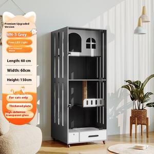 Práctica casa Jaula de madera para gatos <span class=keywords><strong>con</strong></span> cajones y ruedas Hábitat confiable <span class=keywords><strong>con</strong></span> agujeros de arco para el alojamiento de <span class=keywords><strong>mascotas</strong></span> en el hogar - Product Image 5