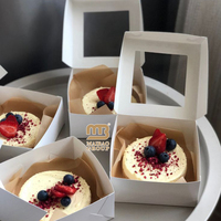 Boîtes à gâteaux pour le thé de l'après-midi en gros, boîte à dessert tiramisu personnalisée avec couvercle transparent, boîte à dessert au chocolat, emballage de transport en papier