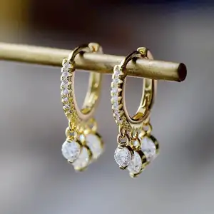 2024 Fine Jewelry Women 925 Sterling Silver Charms Earrings Fashion CZ Diamond Dangle Drop Hoop Earrings Wholesale