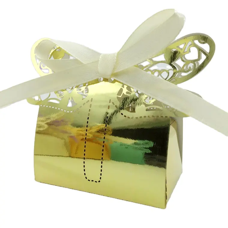 Schatkist Geschenkdoos Baby Shower Gunst Box Eco Vriendelijke Goud Karton Recyclebaar Laser Cut Sweetmade Gift & Craft Accepteren