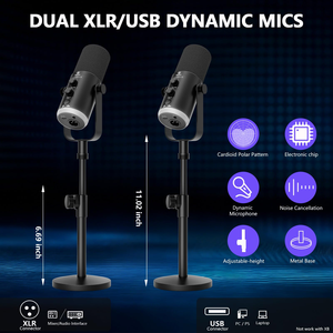 ชุดไมโครโฟนไดนามิกแบบมืออาชีพ USB/XLR พร้อมออดิโออินเทอร์เฟซ สำหรับพอดแคสต์และไลฟ์สตรีมมิ่ง - Product Image 2