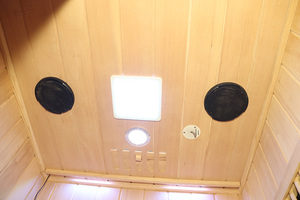 Saunas <span class=keywords><strong>Hammam</strong></span> d'intérieur pour <span class=keywords><strong>2</strong></span>-3 <span class=keywords><strong>personnes</strong></span> Sauna infrarouge lointain à faible CEM avec 6 radiateurs en carbone Éclairage de chromothérapie Ioniseur d'oxygène - Product Image 6