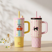 Vaso Térmico para Bebidas Frías, Acero Inoxidable 304, Gran Capacidad, Termo para Auto, Aislamiento Térmico de 6-12 Horas, Diseño Impreso, Elegante