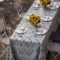Nappe Rectangulaire Moderne Ethnique à Petits Motifs Géométriques Jacquard Non Tissée Imperméable Personnalisable avec Pompons pour Extérieur