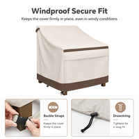 Housse de chaise d'extérieur HOMFUL durable bicolore en tissu teint 600D, ajustement sécurisé, protection pour meubles de patio