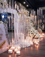 Vente en gros, chandelier 9 bougies en verre pour événement, candélabres en cristal hauts, décoration de table de mariage