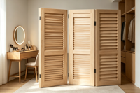 Paravent pliable en bois EFS à 3 panneaux, design bohème artisanal, écran d'intimité opaque, structure respirante, coulissant