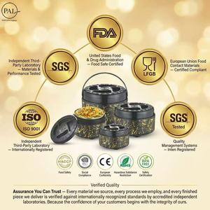 Set Wadah <span class=keywords><strong>Makanan</strong></span> Portabel Ramah Lingkungan Berinsulasi Stiker, Baja Tahan Karat 410 Motif Bunga Emas, <span class=keywords><strong>Tutup</strong></span> Dapat Ditumpuk untuk Perjalanan Keluarga - Product Image 2