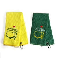 Serviette de golf gaufrée personnalisée en microfibre avec broderie, avec mousqueton, pour le nettoyage des clubs de golf, souvenir de tournoi, cadeau, vente en gros