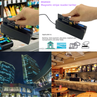 FUWEI USB Pembaca/Penulis Kartu Eksternal MSR909 Mini Portabel 13.56MHz Windows/Android Track1/2/3 Hapus Passbook Magnetik Tunggal