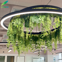 Nouvelle arrivée : panneau acoustique en feutre PET vert mousse, lumière linéaire LED, isolation phonique, suspension de bureau, lustre d'intérieur