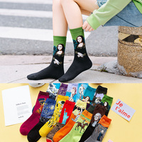 Haute qualité pur coton peinture à l'huile imprimé Art chaussettes hommes mode coton drôle chaussettes