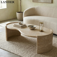 Table basse en marbre travertin Landerstore, table basse en marbre pour salon