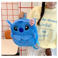 Sac à dos Stitch grande capacité pour étudiant, sac à dos pour jouets, sac à bandoulière en peluche dessin animé, sac à goûter pour enfants