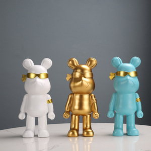 Figura de Oso de Resina Chapada en Oro, Decoración Contemporánea para el Hogar, Decoración para Sala de Estar, Regalo de Cumpleaños, Paquete Individual - Product Image 1