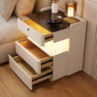 Table de chevet intelligente avec lampe flottante à commande tactile, chargement sans fil, en bois massif moderne, pour chambre et usage scolaire