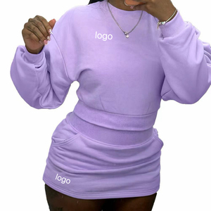 C0224 <span class=keywords><strong>Ensemble</strong></span> 2 pièces sport extensible tricoté, <span class=keywords><strong>pull</strong></span> et <span class=keywords><strong>jupe</strong></span> courte, grande taille, mode hiver, vente en gros - Product Image 5