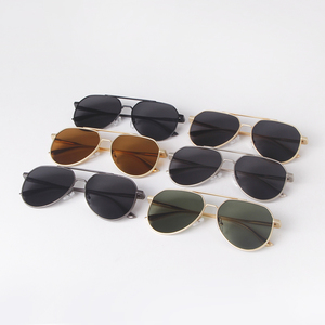 9597 Fashion Designer Custom Logo <strong>Aviation</strong> <strong>Style</strong> Metal Double Bridge UV400 Shades Sun Glasses <strong>Sunglasses</strong> for Women Men - Product Image 2