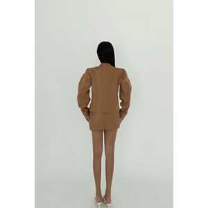 Ensemble de costume marron pour femme, ensemble jupe marron élégant - Product Image 1