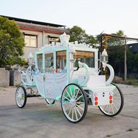 Bus électrique de tourisme de luxe Zhenda, personnalisable, blanc, style carrosse de Cendrillon, avec éclairage LED, 6 places, robuste, directement de l'usine