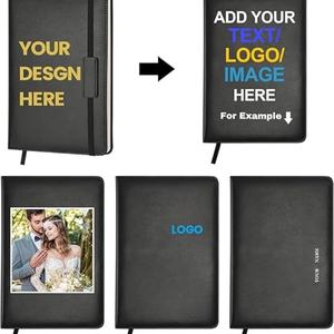 Agenda quotidien personnalisé de luxe en cuir relié cousu avec logo et slogan d'entreprise, format A5 ligné – Cadeau d'affaires sur mesure HKZB - Product Image 2