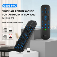 Souris aérienne G60S Pro BT avec télécommande vocale et clavier, sans fil 2.4G et BT 5.0, rétroéclairée, gyroscope 6 axes pour Android TV Box, PC