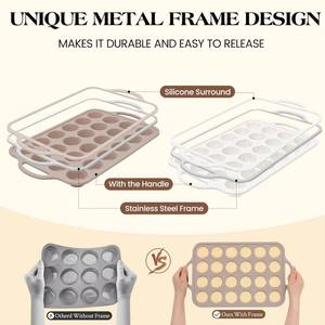 MUYULINS Factory 24-cup LFGB non-stick BPA Free metal reinforced frame mini silicone cupcake pan American <b>cake</b> <b>tin</b> baking mold - Product Image 2