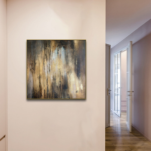 100% làm bằng tay lớn sơn dầu trừu tượng trên vải vàng lá đóng khung tường nghệ thuật Linen vẽ tay lớp màu nghệ thuật trừu tượng - Product Image 6