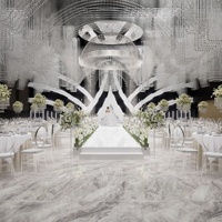 Fournitures de mariage Plafond de mariage Décoration de scène Banquet Salle de mariage Rendu Dessins Conception vidéo 3D