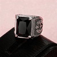 Retro 316 Edelstahl Punk Farbiger Edelstein Blumenmuster Herrenring Schmuck Smaragdring für Männer
